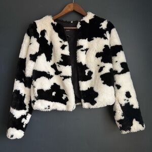 Forever 21 Cow Print Faux Fur Jacket